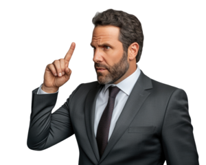 Business man with emotions and gesture transparent background