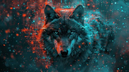 Cool, Epic, Artistic, Beautiful, and Unique Illustration of Wolf Animal Cinematic Adventure: Abstract 3D Wallpaper Background with Majestic Wildlife and Futuristic Design (generative AI)