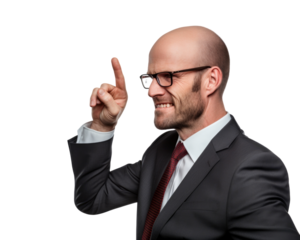 Business man with emotions and gesture transparent background