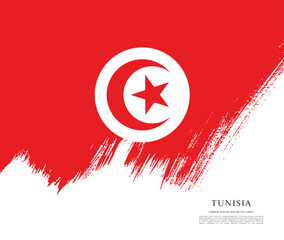 Flag of Tunisia, brush stroke background