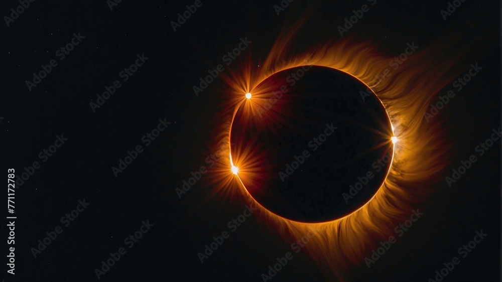 Wall mural the sun is seen in an eclipse as it is seen from space. generative ai.