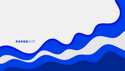 papercut style blue and white fluid layered backdrop design
