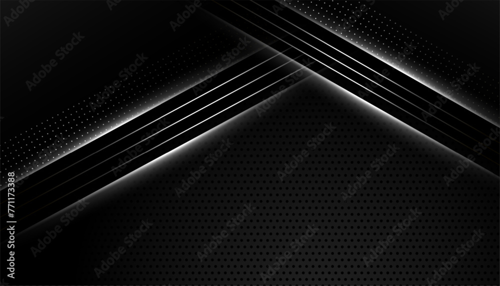 Wall mural dark black background with abstract geometric lines - Wall murals