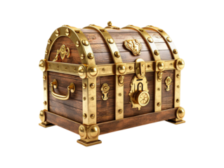 Gold chest isolated
