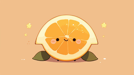 Orange slice fresh and citrus fruit kawaii characte