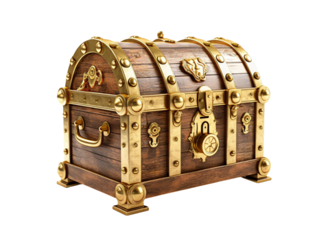 Gold chest isolated
