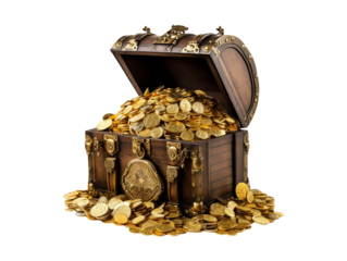 Gold chest isolated
