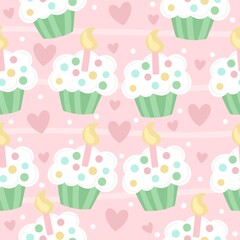 seamless pattern with cupcakes