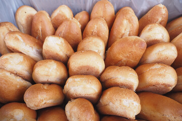  fresh baked breads in a box at a bakery shop 