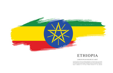 Flag of Ethiopia, brush stroke background