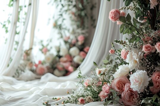 Chic floral arrangement perfect for wedding invitation backdrops
