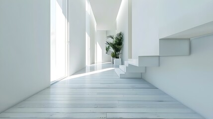 Modern white home showcase interior corridor