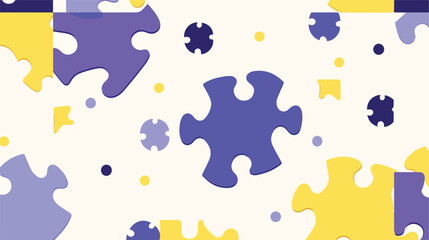 Puzzle pieces with purple yellow and blue color vec
