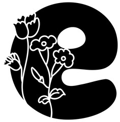 lowercase e fill alphabet letter handwritten font with flower decorative blossom nature