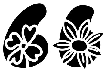 Left Double Quotation Mark fill alphabet letter handwritten font with flower decorative blossom nature