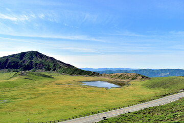 Naklejka premium 草千里 草千里ヶ浜 阿蘇パノラマライン 阿蘇 熊本 九州