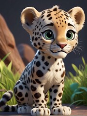 Cute leopard, Child-friendly cartoon style, fantasy style