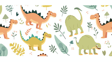 Seamless pattern dinosaur for kids textile or fabri