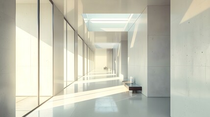 Modern white home interior corridor showcase