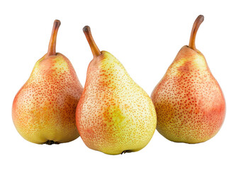 set of three natural pear fruit on transparent background - obrazy, fototapety, plakaty