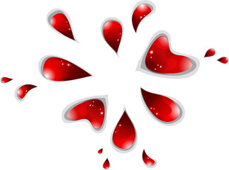 Red blood drop icon. Jam.Splashes of paint. Donation. Illustration in transparent PNG.