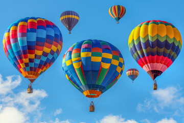 Adventure in the Sky: Colorful Hot Air Balloons Floating in the Blue Sky