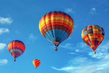 Adventure in the Sky: Colorful Hot Air Balloons Floating in the Blue Sky