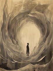 Man Standing Large Paper Sculpture