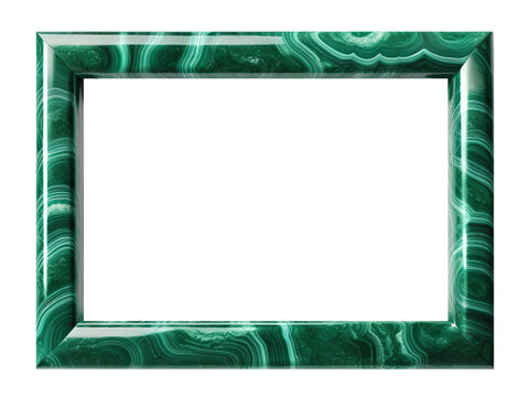 Green photo frame made of natural malachite.