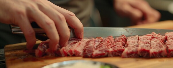 Slicing beef for shabu-shabu