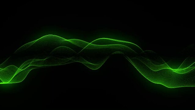 Abstract 3d green wavy matrix lines motion background