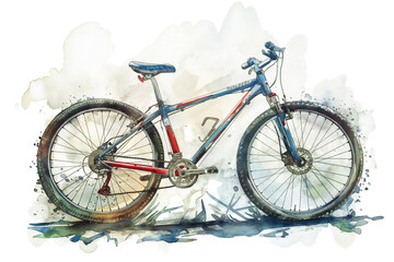 Fototapeta premium Watercolor off-road cross Bicycle graffiti illustration on white background