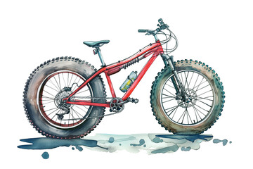 Fototapeta premium Watercolor off-road cross Bicycle graffiti illustration on white background