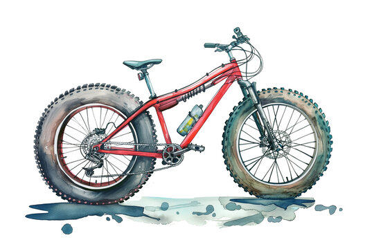 Watercolor off-road cross Bicycle graffiti illustration on white background