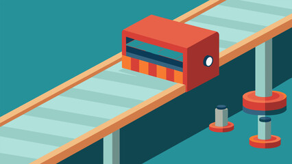 Naklejka premium An upclose view of a conveyor belt in motion featuring specialized technology that conserves energy by precisely delivering materials to their