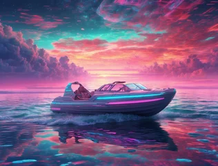 Deurstickers boat on the sea © Chris