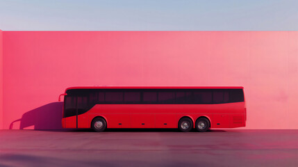 minimalist concept of red city bus