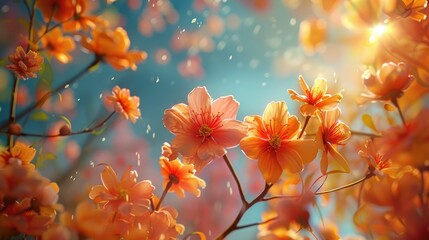 Engaging 3D animation showing the effect of changing seasons on allergies - obrazy, fototapety, plakaty