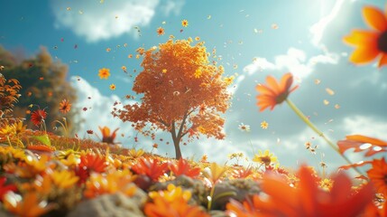 Engaging 3D animation showing the effect of changing seasons on allergies