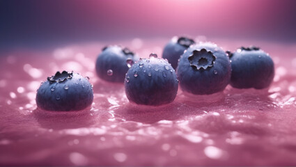 blueberries on a pink background