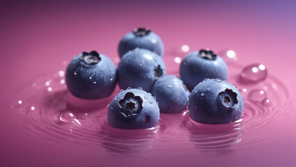 blueberries on a pink background