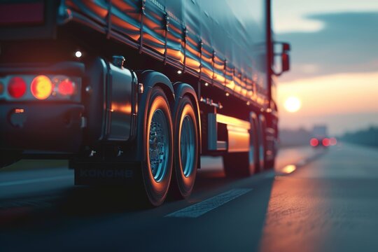 a cargo truck on the road with Copy space, transportation background, Generative AI