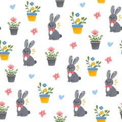 Vector cute easter set. An egg with ears and a chicken in an egg. Cute eggs. Basket with eggs. Cute Easter patterns. © Olha