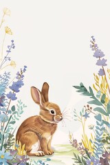 rabbit sitting middle field flowers princess illustration holding southern wildflowers technology review hyacinth