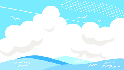 海と入道雲の背景素材