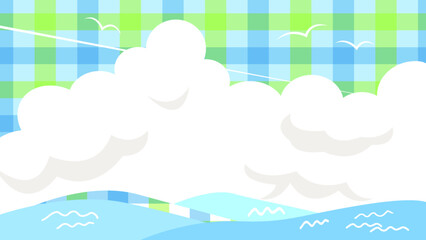 海と入道雲の背景素材