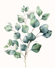 branch eucalyptus cute magnolia leaves stems had sales basil instead cottage diffuse sunlight - obrazy, fototapety, plakaty