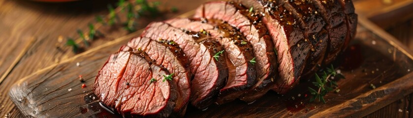 The rich succulent slices of roast beef - obrazy, fototapety, plakaty