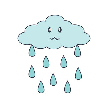 Kawaii Weather Icon. Cute Cartoon Character. Vector Illustration.