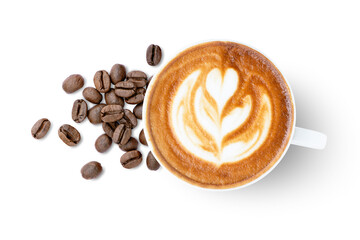 cup of coffee with beans